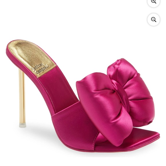 New Jeffrey Campbell Bow Down Fuchsia Satin Heel Sandals Size 7.5 - Picture 1 of 8